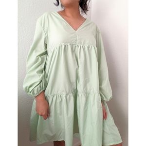 Shein Solid V-neck Smock Dress
